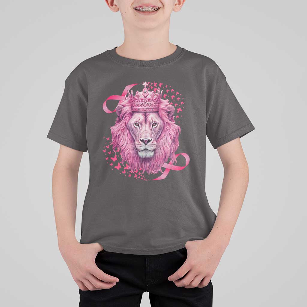 Breast Cancer Awareness Pink Lion Warrior T Shirt For Kid - Wonder Print Shop