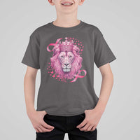 Breast Cancer Awareness Pink Lion Warrior T Shirt For Kid - Wonder Print Shop