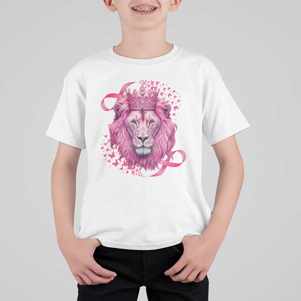Breast Cancer Awareness Pink Lion Warrior T Shirt For Kid - Wonder Print Shop