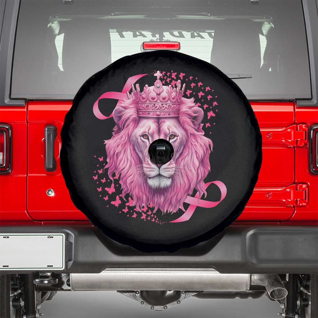 Breast Cancer Awareness Pink Lion Warrior Spare Tire Cover