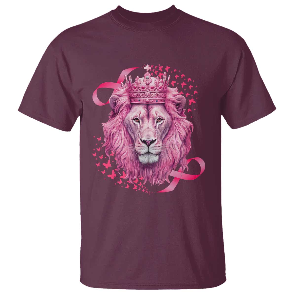 Breast Cancer Awareness Pink Lion Warrior T Shirt - Wonder Print Shop