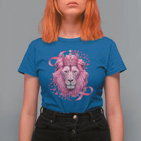 Breast Cancer Awareness Pink Lion Warrior T Shirt For Women - Wonder Print Shop