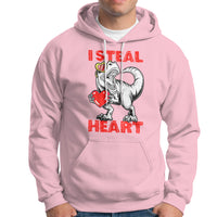 Valentine's Day Hoodie Dinosaur I Steal Hearts Kid Boy Men Lover - Wonder Print Shop