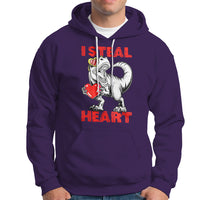 Valentine's Day Hoodie Dinosaur I Steal Hearts Kid Boy Men Lover - Wonder Print Shop