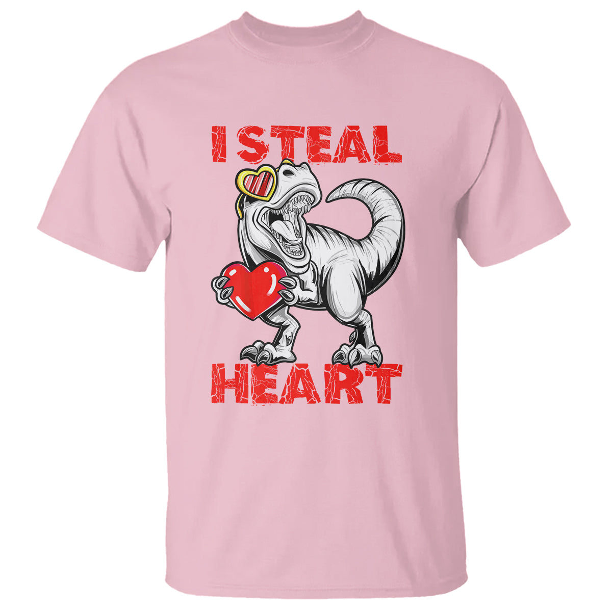 Valentine's Day T Shirt Dinosaur I Steal Hearts Kid Boy Men Lover - Wonder Print Shop