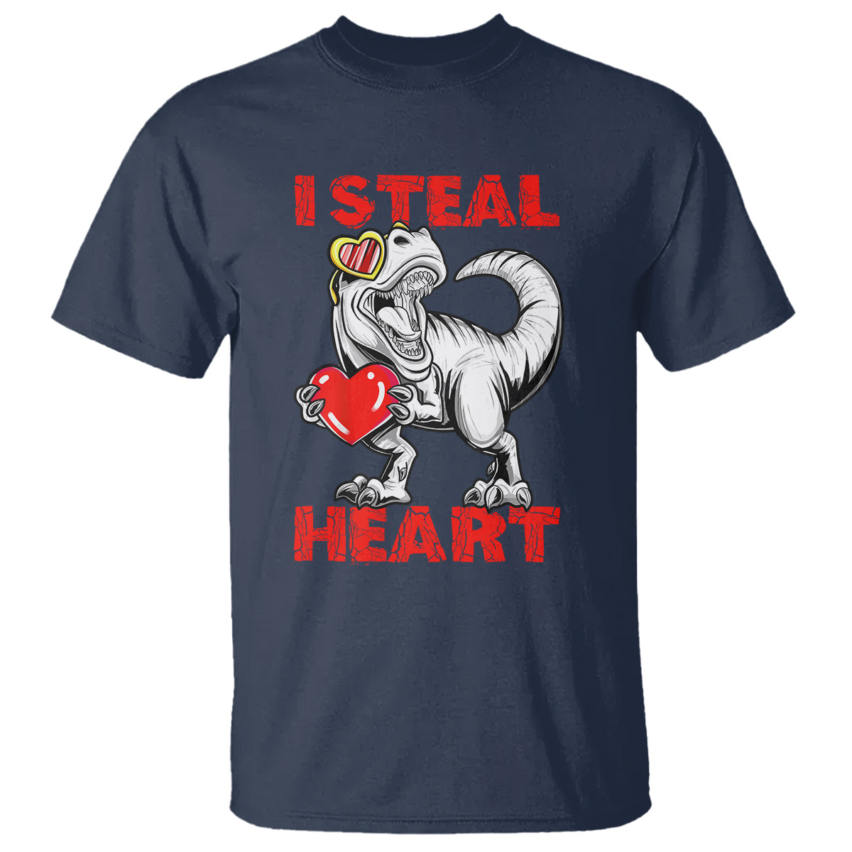 Valentine's Day T Shirt Dinosaur I Steal Hearts Kid Boy Men Lover - Wonder Print Shop
