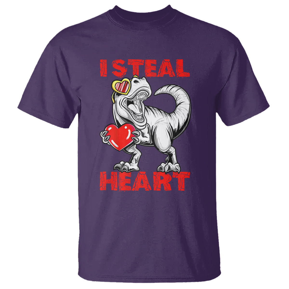 Valentine's Day T Shirt Dinosaur I Steal Hearts Kid Boy Men Lover - Wonder Print Shop