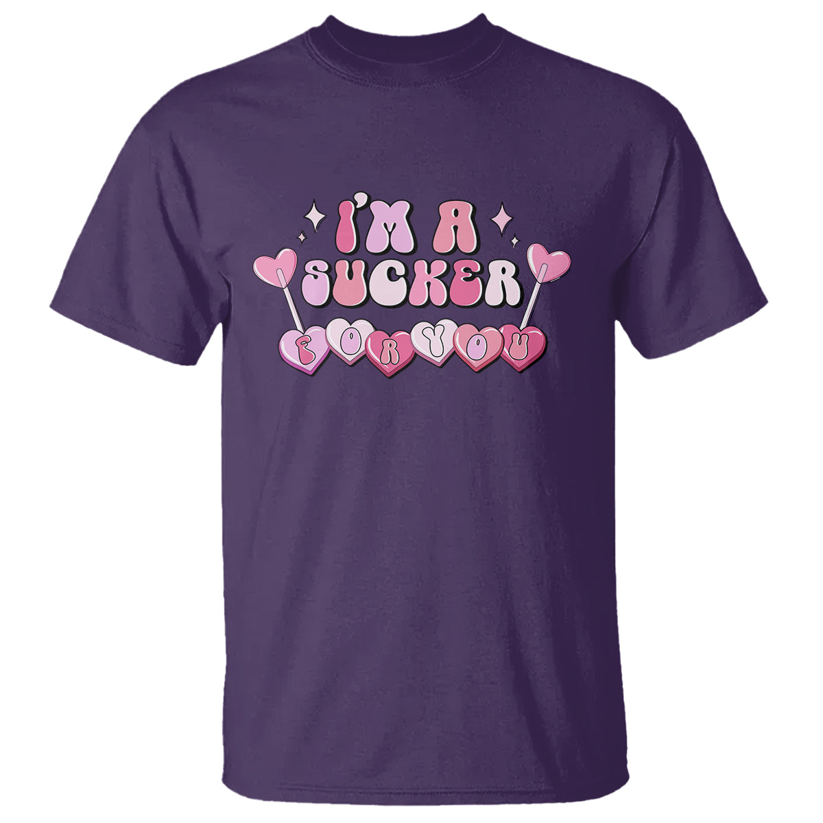Valentine's Day T Shirt I'm A Sucker For You Heart Candy Lollipop - Wonder Print Shop