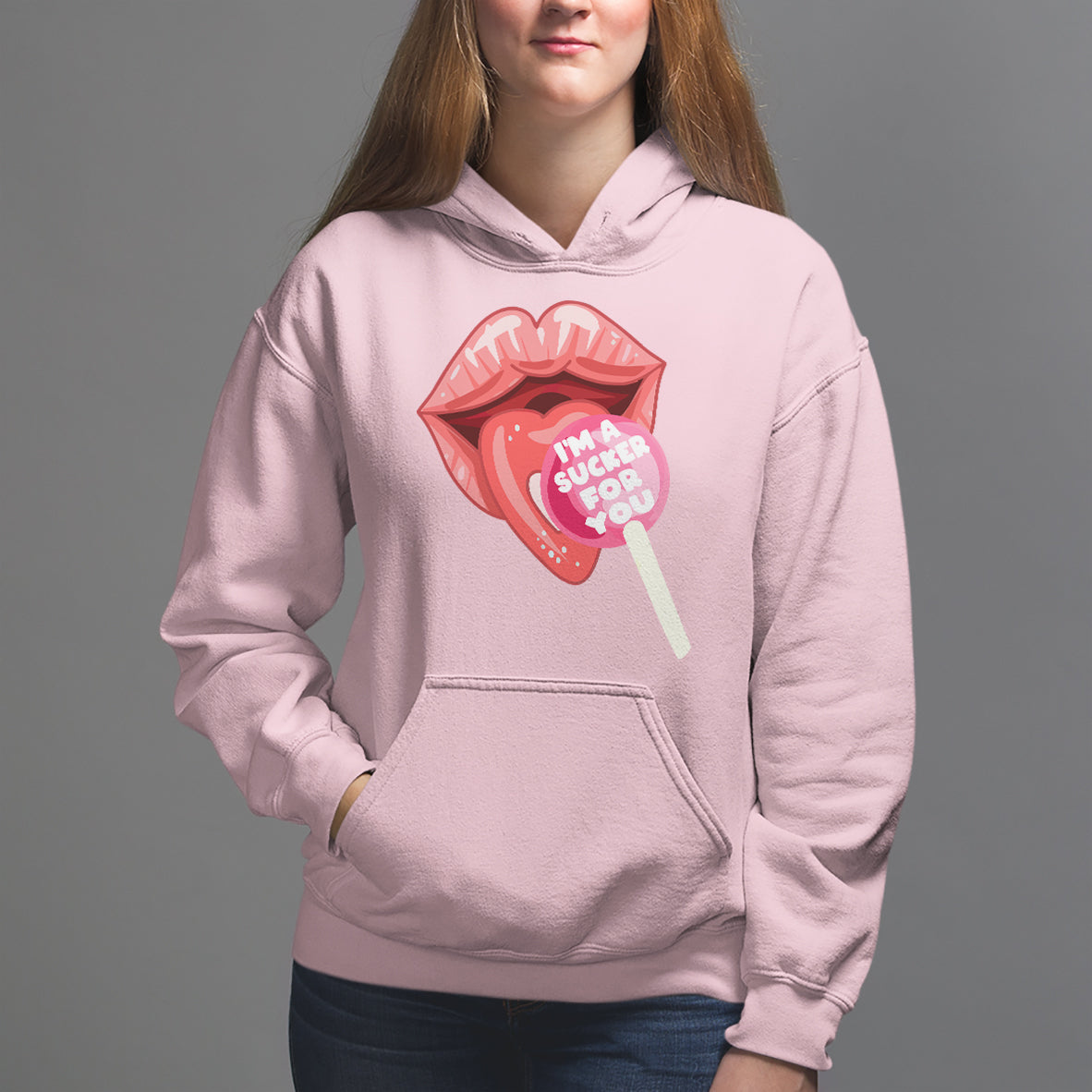 Valentine's Day Hoodie I'm A Sucker For You Candy Pop Lollipop - Wonder Print Shop