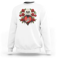 Valentine's Day Sweatshirt Skeleton Hand Heart Sign Red Rose Flower Gothic - Wonder Print Shop
