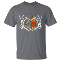 Valentine's Day T Shirt Skeleton Hand Love Sign Holding Fire Red Heart - Wonder Print Shop