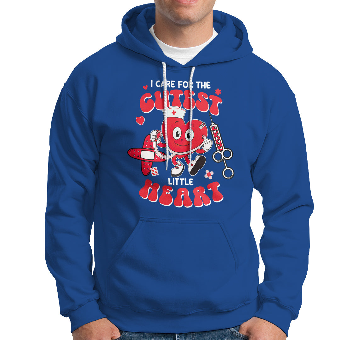 Valentine's Day Hoodie I Care For Cutest Little Hearts Nurse Life - Wonder Print Shop