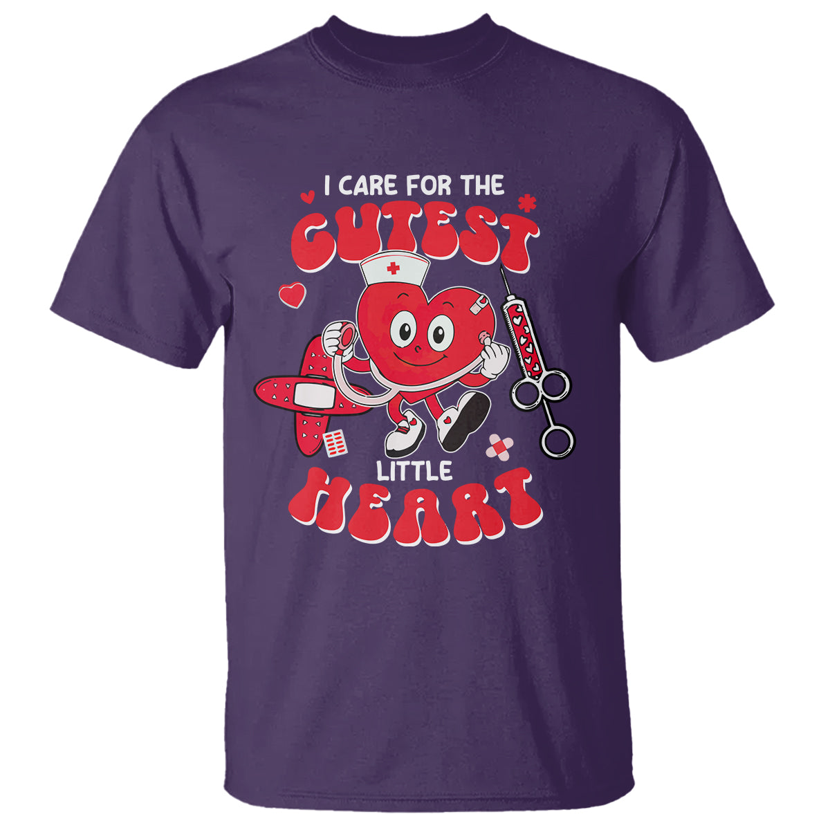 Valentine's Day T Shirt I Care For Cutest Little Hearts Nurse Life - Wonder Print Shop