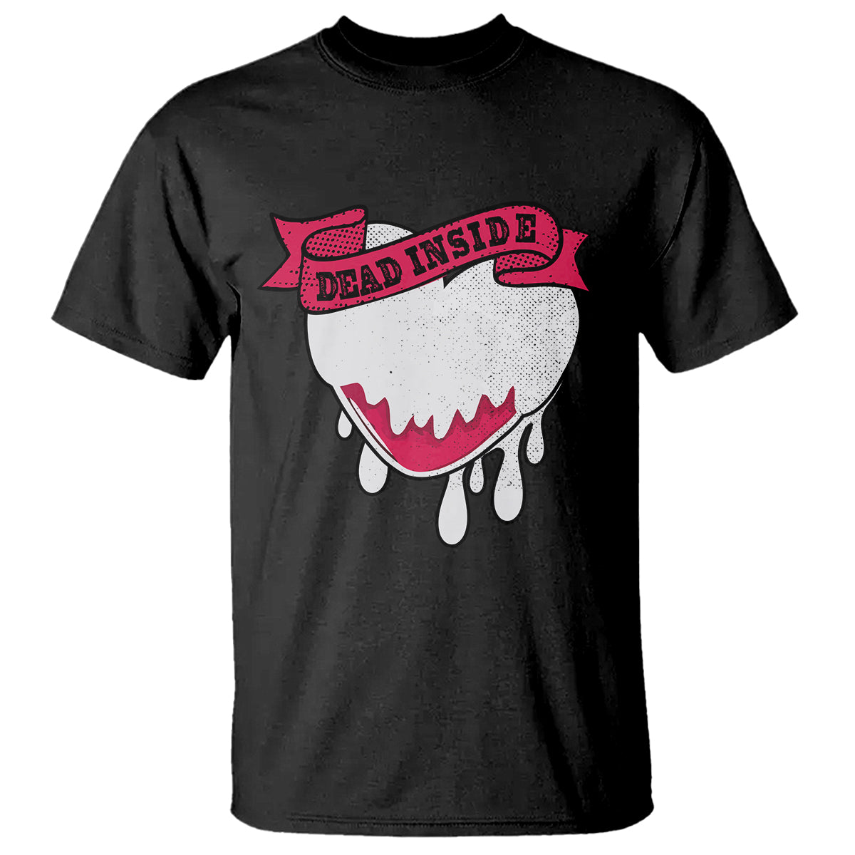 Valentine's Day T Shirt Dead Inside Melting Heart Goth - Wonder Print Shop