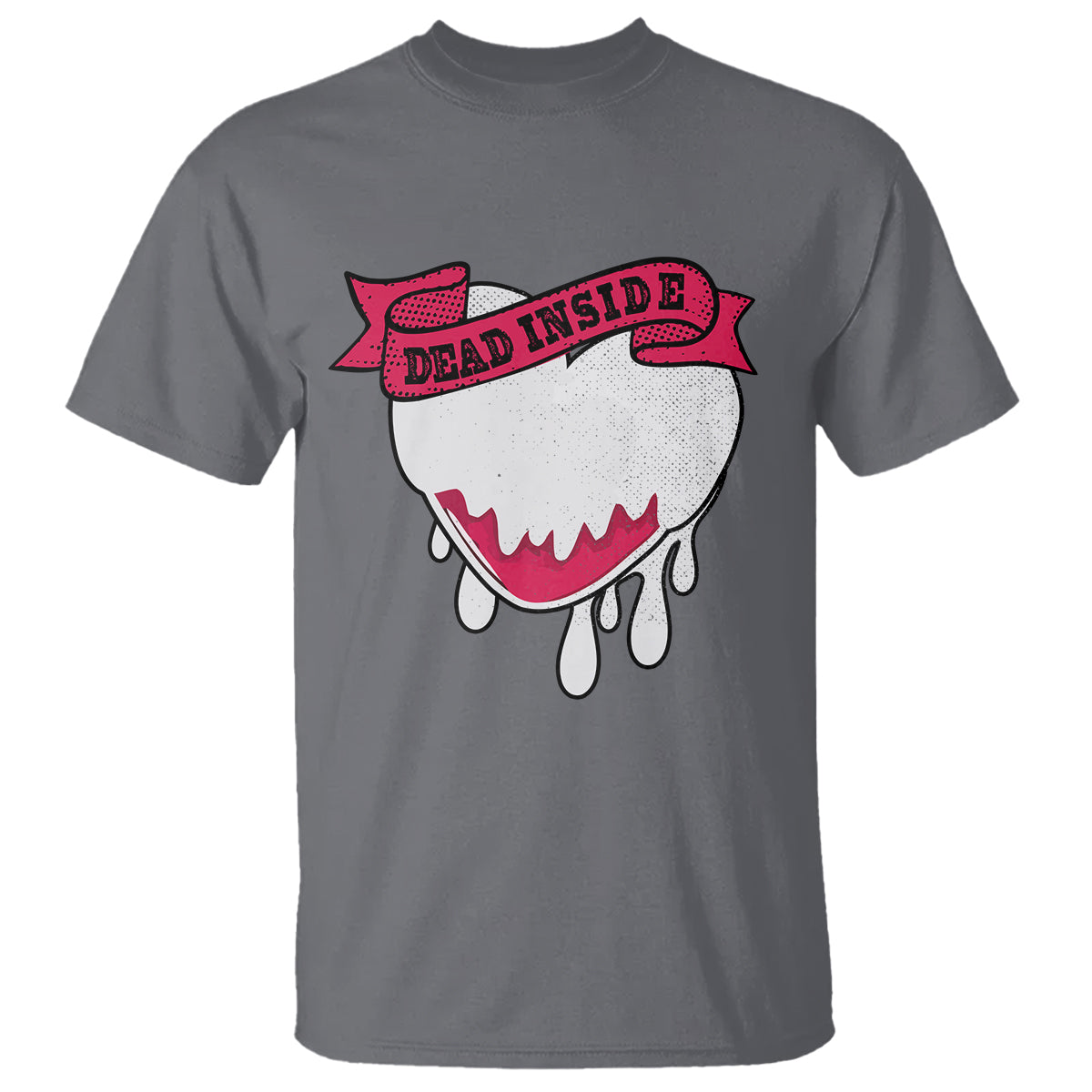 Valentine's Day T Shirt Dead Inside Melting Heart Goth - Wonder Print Shop