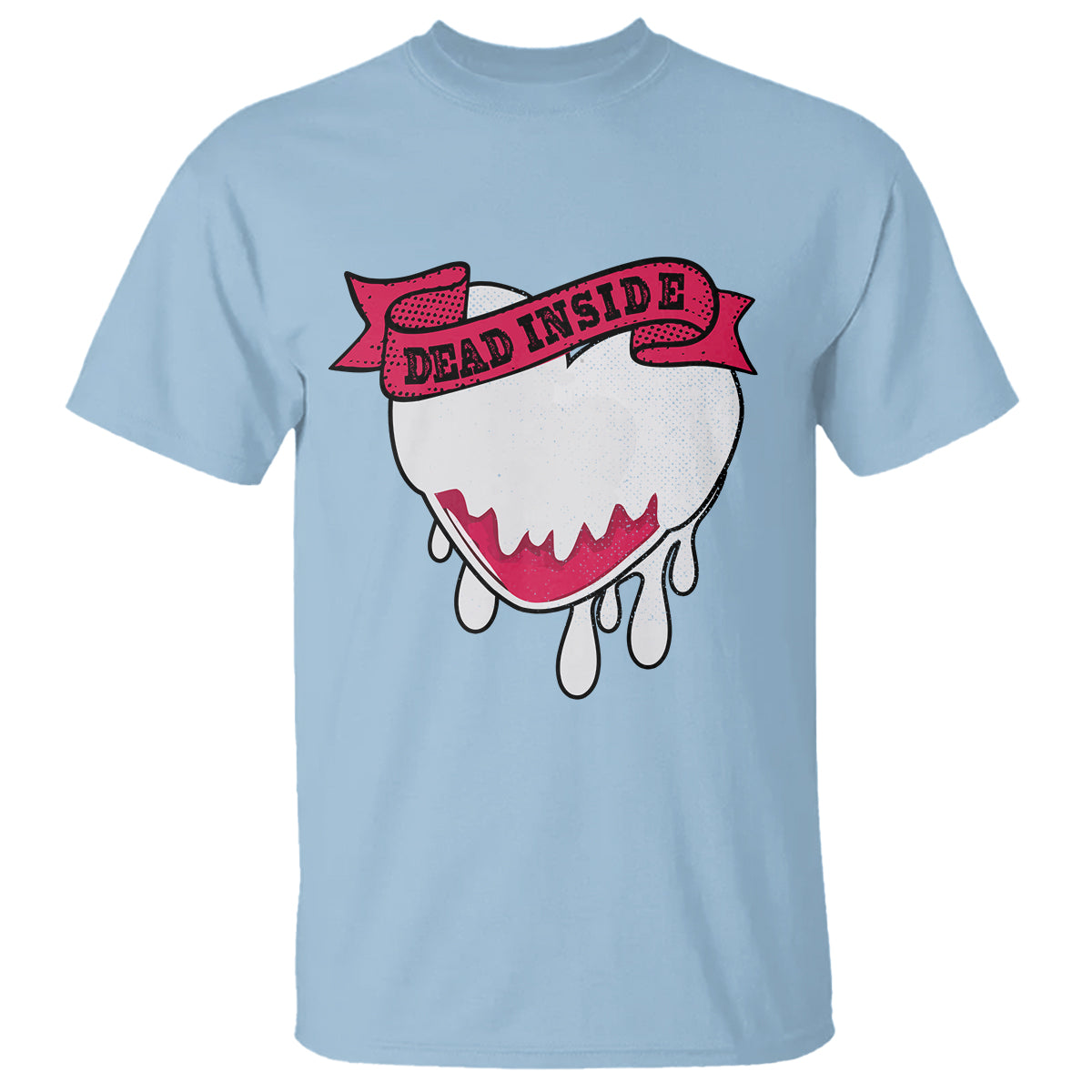 Valentine's Day T Shirt Dead Inside Melting Heart Goth - Wonder Print Shop