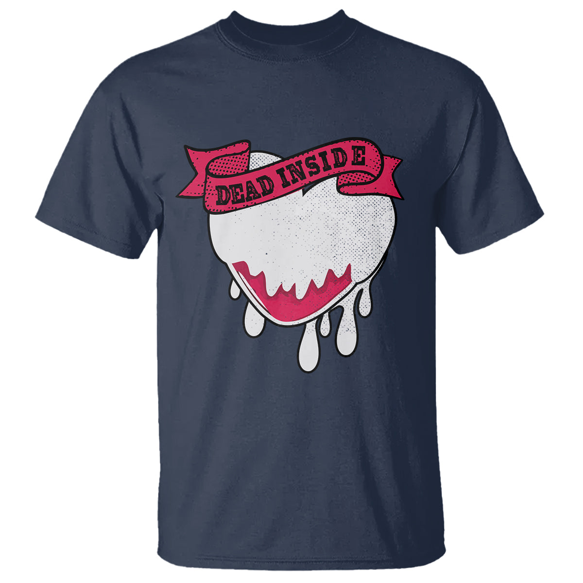 Valentine's Day T Shirt Dead Inside Melting Heart Goth - Wonder Print Shop