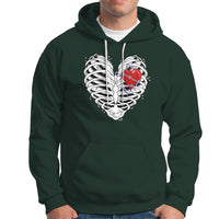 Valentine's Day Hoodie Gothic Valentine Skeleton With Barbed Wire Heart - Wonder Print Shop