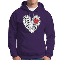 Valentine's Day Hoodie Gothic Valentine Skeleton With Barbed Wire Heart - Wonder Print Shop
