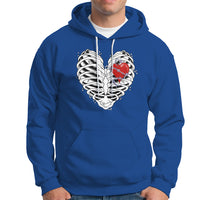 Valentine's Day Hoodie Gothic Valentine Skeleton With Barbed Wire Heart - Wonder Print Shop