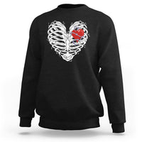 Valentine's Day Sweatshirt Gothic Valentine Skeleton With Barbed Wire Heart - Wonder Print Shop
