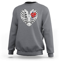 Valentine's Day Sweatshirt Gothic Valentine Skeleton With Barbed Wire Heart - Wonder Print Shop
