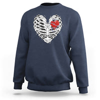 Valentine's Day Sweatshirt Gothic Valentine Skeleton With Barbed Wire Heart - Wonder Print Shop