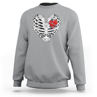 Valentine's Day Sweatshirt Gothic Valentine Skeleton With Barbed Wire Heart - Wonder Print Shop