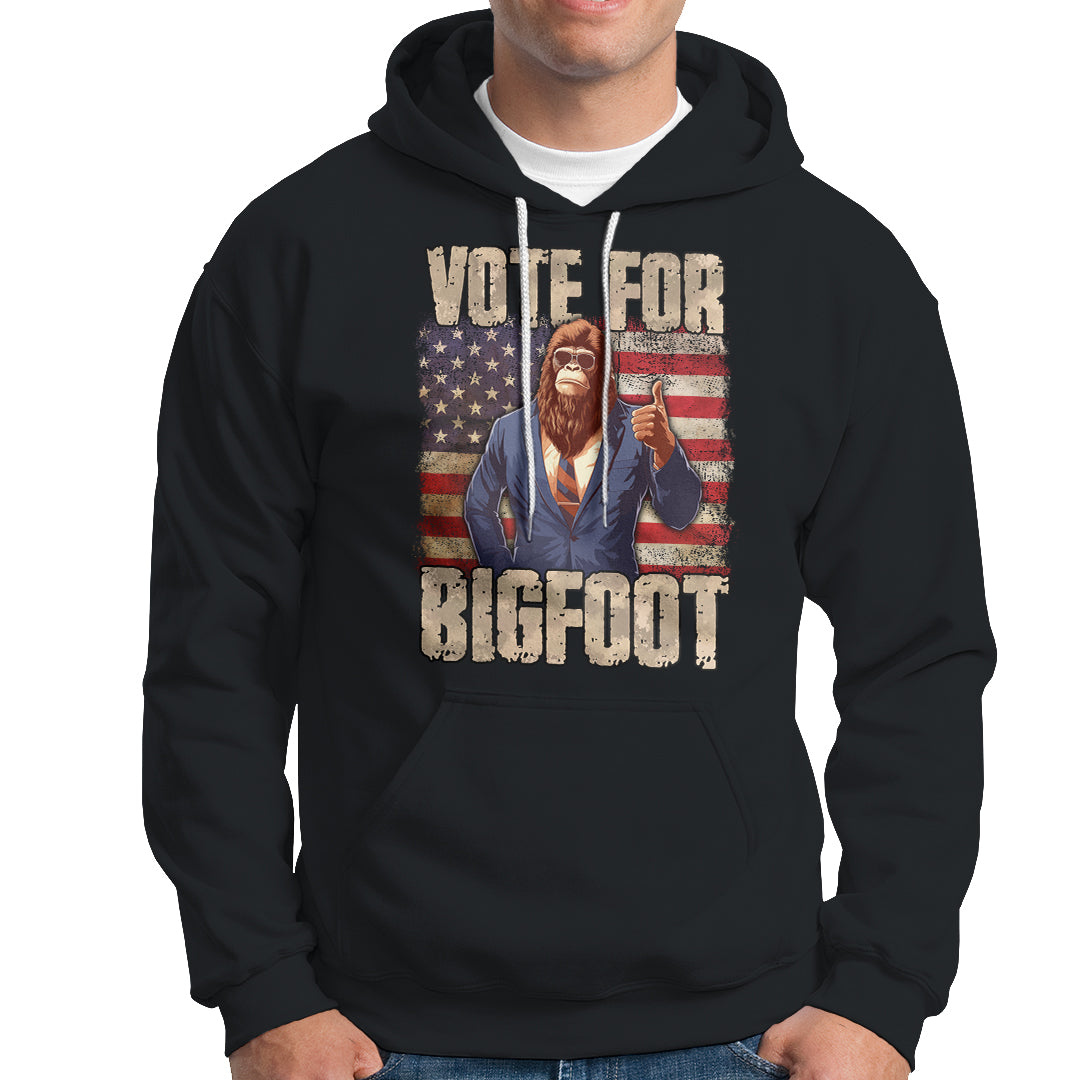 Vote For Bigfoot President Election Funny Sasquatch USA Flag Hoodie - Wonder Print Shop