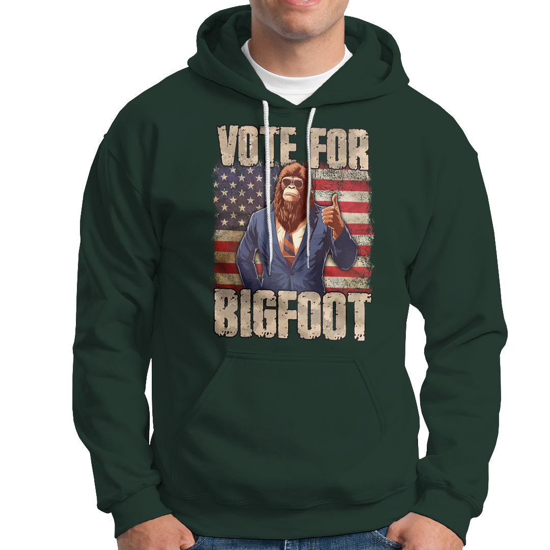 Vote For Bigfoot President Election Funny Sasquatch USA Flag Hoodie - Wonder Print Shop