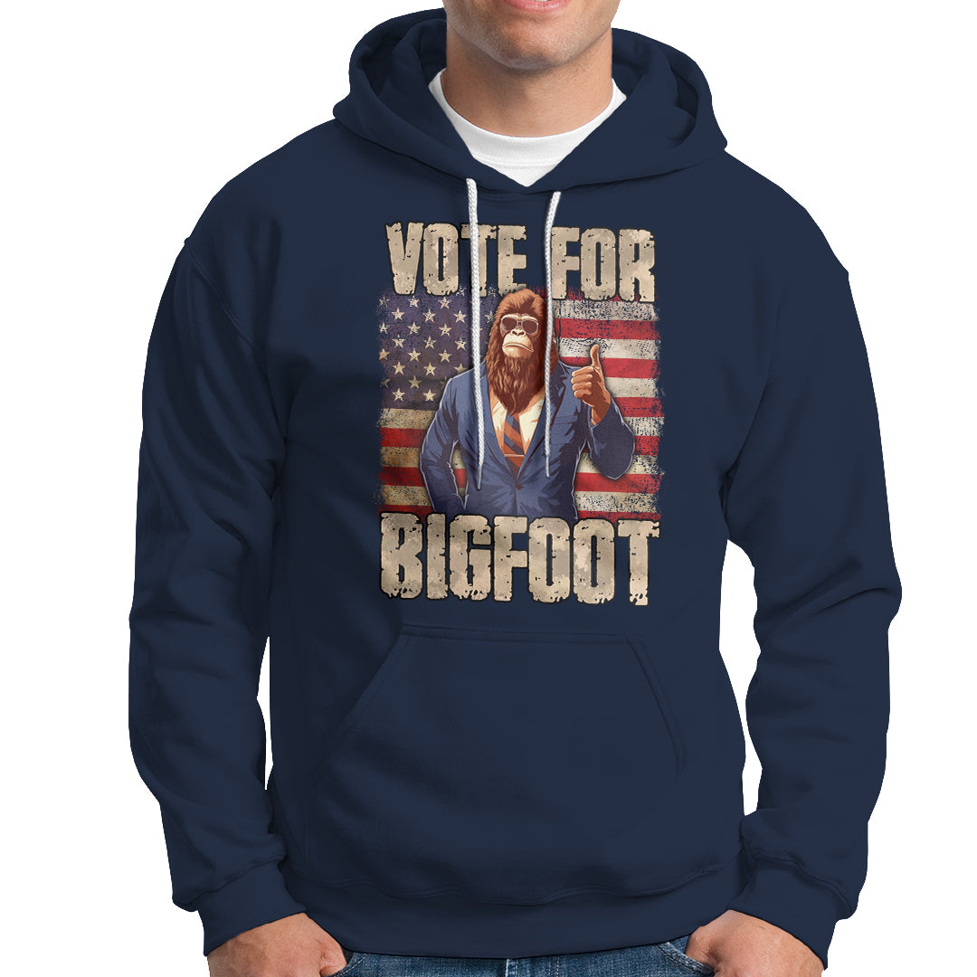 Vote For Bigfoot President Election Funny Sasquatch USA Flag Hoodie - Wonder Print Shop