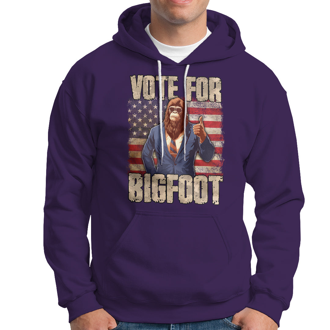 Vote For Bigfoot President Election Funny Sasquatch USA Flag Hoodie - Wonder Print Shop