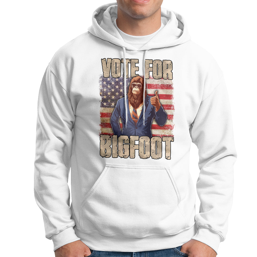 Vote For Bigfoot President Election Funny Sasquatch USA Flag Hoodie - Wonder Print Shop