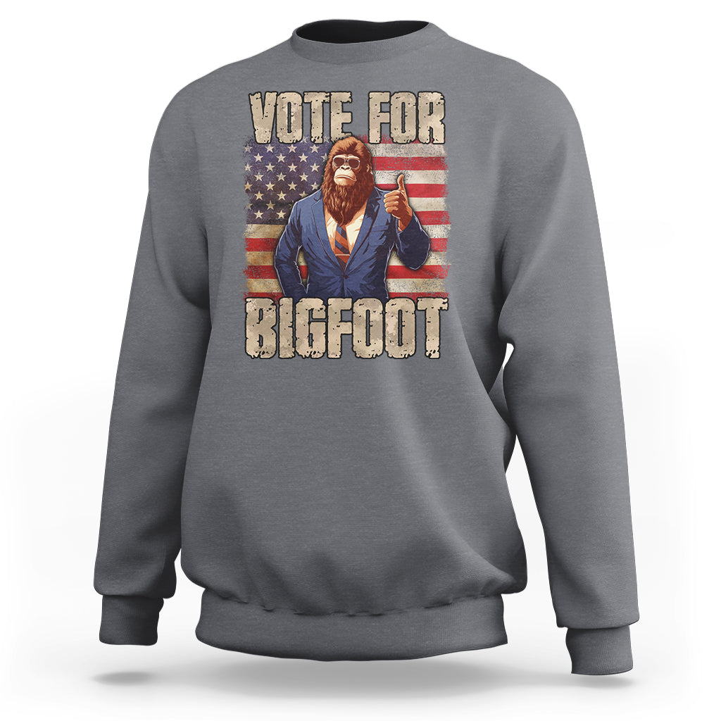 Vote For Bigfoot President Election Funny Sasquatch USA Flag Sweatshirt - Wonder Print Shop