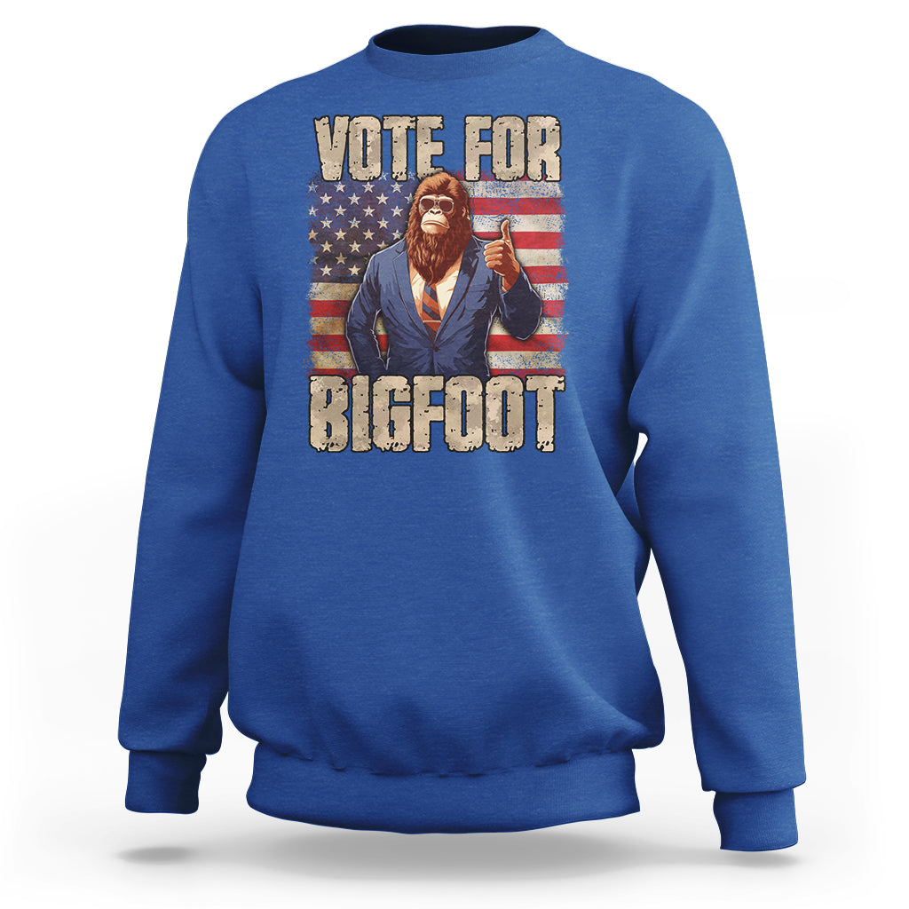 Vote For Bigfoot President Election Funny Sasquatch USA Flag Sweatshirt - Wonder Print Shop