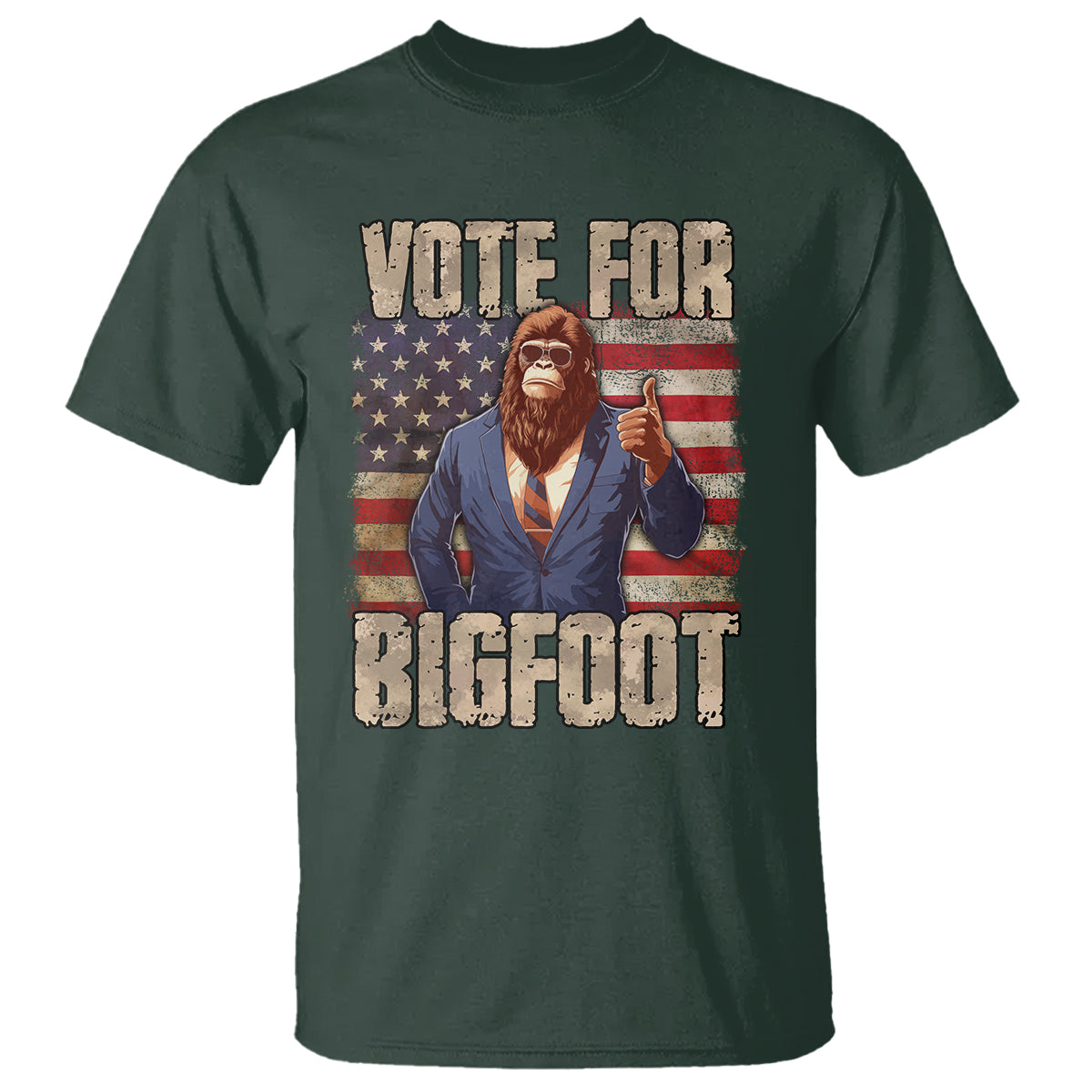 Vote For Bigfoot President Election Funny Sasquatch USA Flag T Shirt - Wonder Print Shop