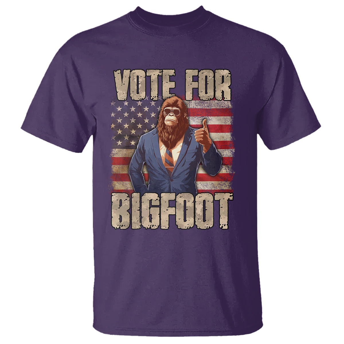 Vote For Bigfoot President Election Funny Sasquatch USA Flag T Shirt - Wonder Print Shop