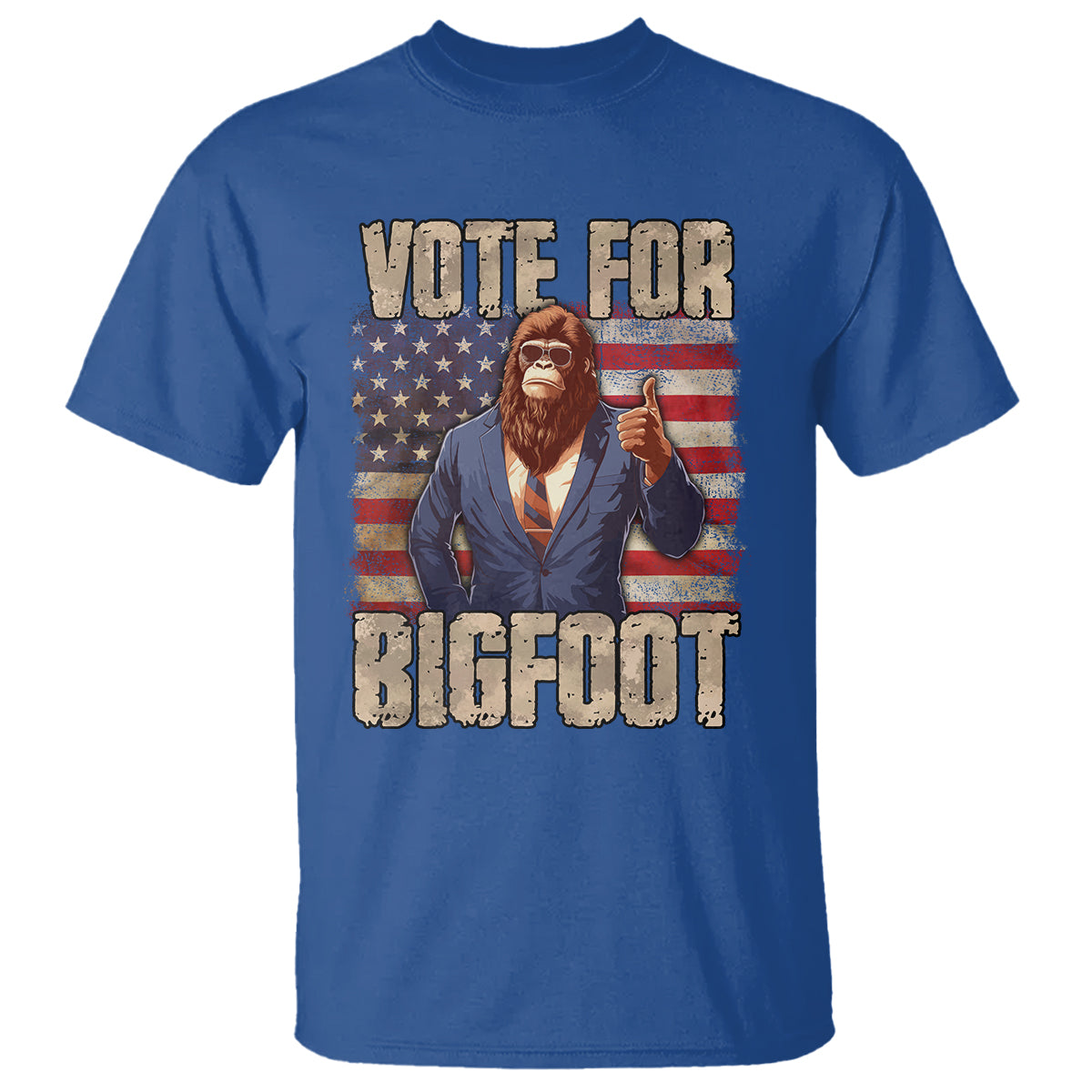 Vote For Bigfoot President Election Funny Sasquatch USA Flag T Shirt - Wonder Print Shop