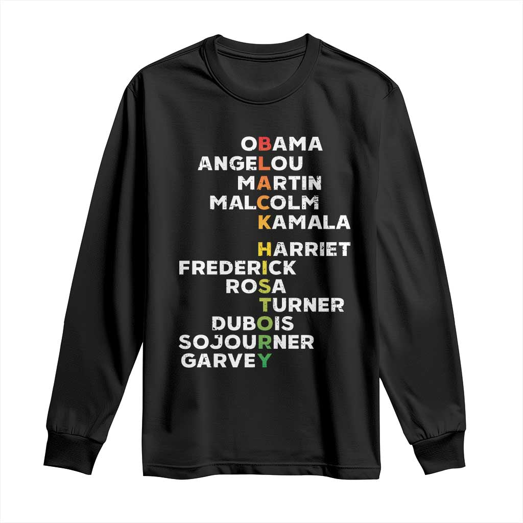 Black History Leaders Long Sleeve Shirt Obama Martin Malcolm Harriet