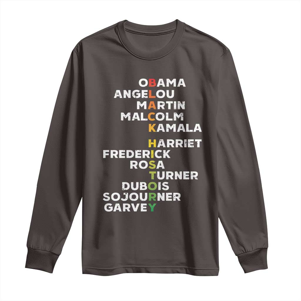 Black History Leaders Long Sleeve Shirt Obama Martin Malcolm Harriet