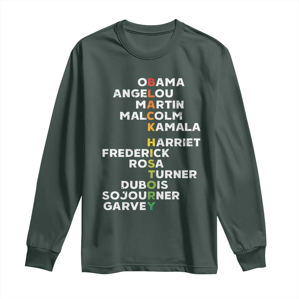 Black History Leaders Long Sleeve Shirt Obama Martin Malcolm Harriet