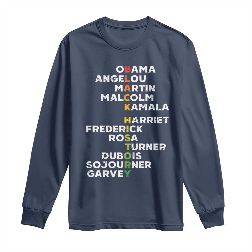 Black History Leaders Long Sleeve Shirt Obama Martin Malcolm Harriet