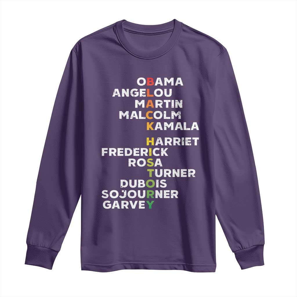 Black History Leaders Long Sleeve Shirt Obama Martin Malcolm Harriet
