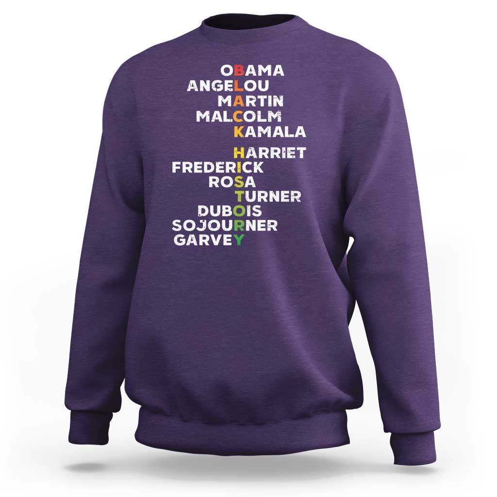 Black History Leaders Sweatshirt Obama Martin Malcolm Harriet