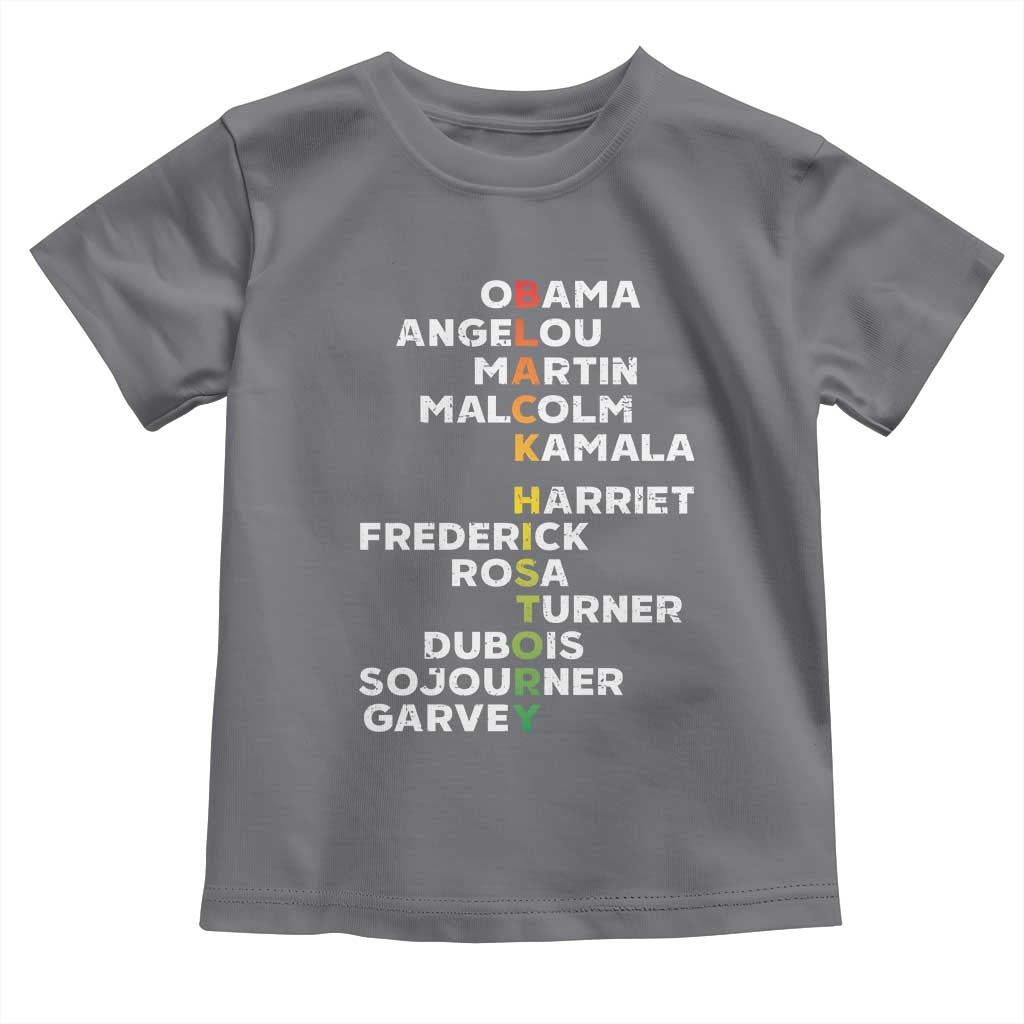Black History Leaders Toddler T Shirt Obama Martin Malcolm Harriet