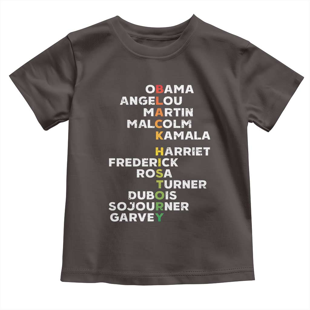 Black History Leaders Toddler T Shirt Obama Martin Malcolm Harriet