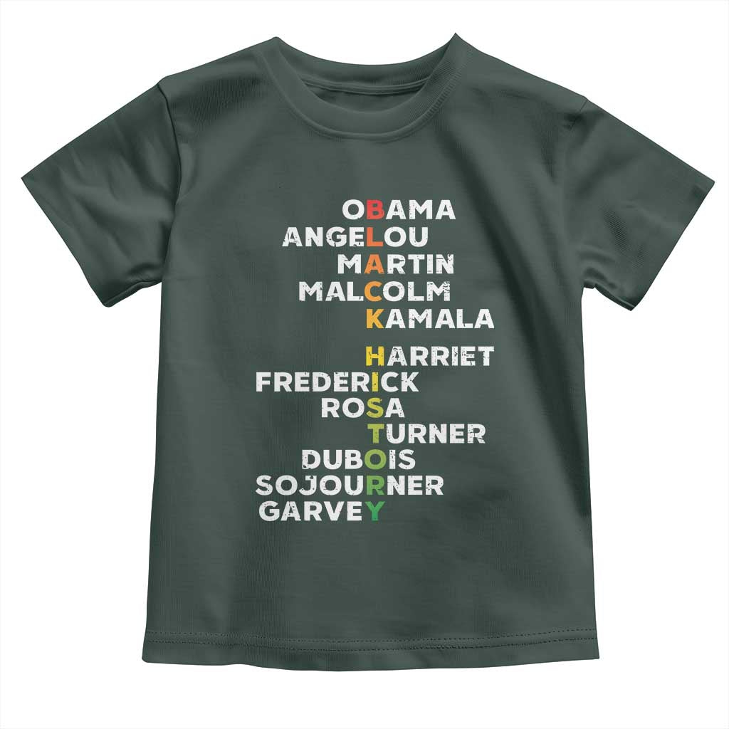Black History Leaders Toddler T Shirt Obama Martin Malcolm Harriet