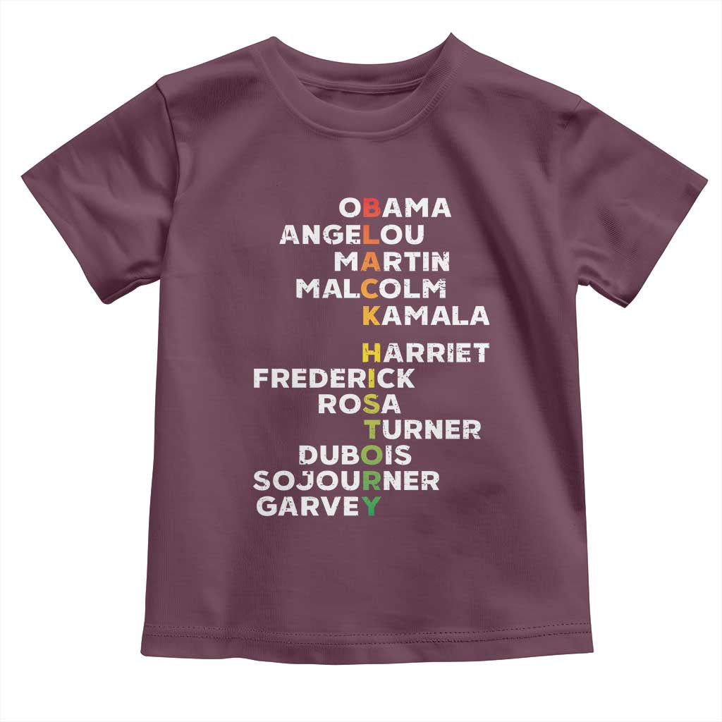 Black History Leaders Toddler T Shirt Obama Martin Malcolm Harriet