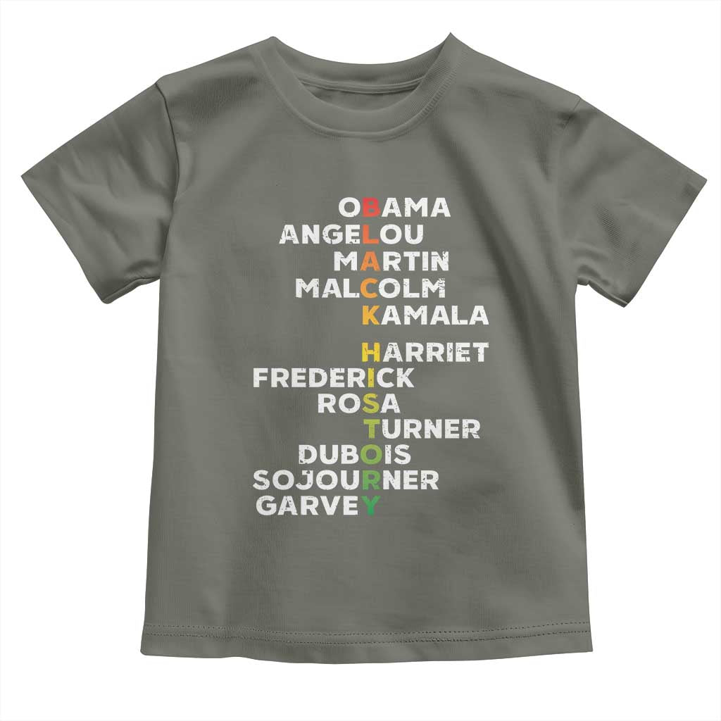 Black History Leaders Toddler T Shirt Obama Martin Malcolm Harriet