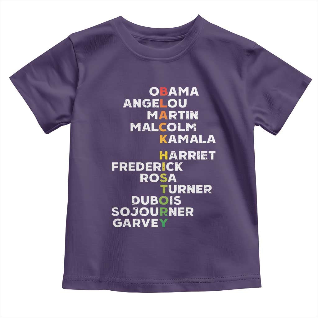 Black History Leaders Toddler T Shirt Obama Martin Malcolm Harriet